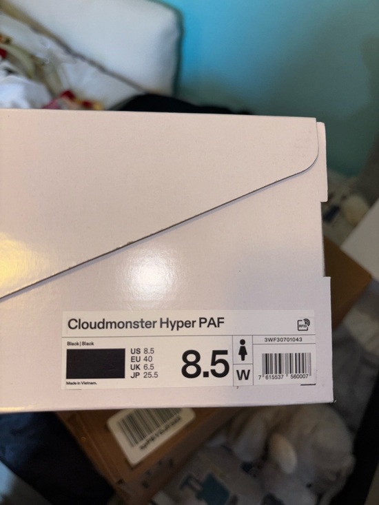On Running Cloudmonster Hyper PAF Black and White Shoe Box Label - Picture 5 of 5